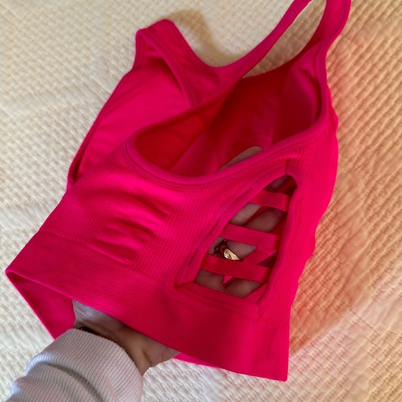 Puma Workout Sport Bra Pink Silver Size Large T10 - Picture 9 of 10